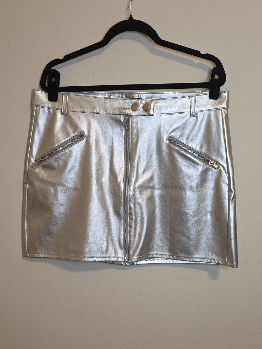 wild fable Silver Metallic Skirt with Snap Detail